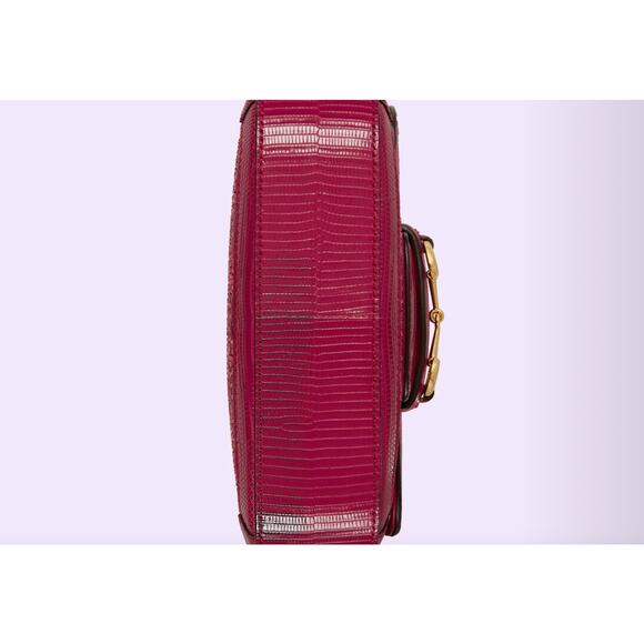 Gucci Mini 1955 Horsebit Pink Lizard Leather & Crystal Bag EXOTIC NIB - Picture 9 of 9